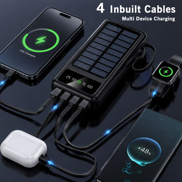 30000 Mah Solar Powerbank With Inbuilt Cables (PB17A)