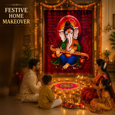 Shree Ganesh 3D Printed Curtain (CU21)
