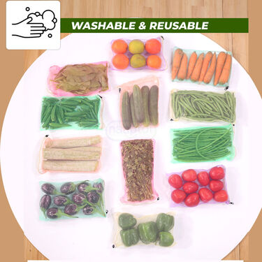 Pack of 12 Fridge Storage Bags for Vegetables & Fruits (12FSB)