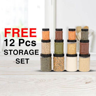 17 Pcs Colored Stainless Steel Storage Set + 3 Pcs Serving Handi Set + 3 Pcs Serving Spoon + Free 12 Pcs Storage Set (55SS2)