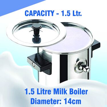Double Wall Stainless Steel Milk Boiler - 1.5 Ltr (1MB1)