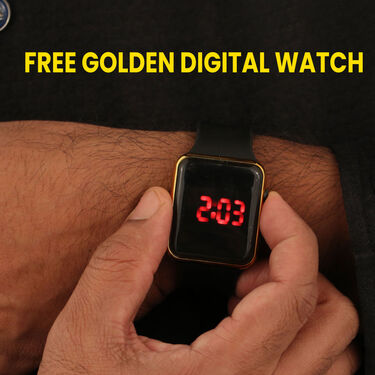2 Golden Chain + Bracelet + Ring + Free Digital Watch (2GCBRW10)