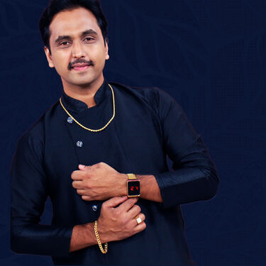 2 Golden Chain + Bracelet + Ring + Free Digital Watch (2GCBRW11)