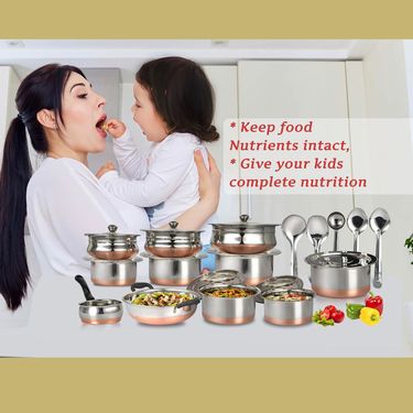 20 Pcs Copper Base Cook & Serve Set + 5 Pcs Kitchen Tools