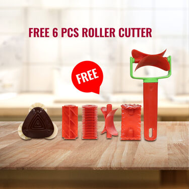 3 In 1 Puri Kachori & Gujiya Maker + Free 6 Pcs Roller Cutters (PKG9)