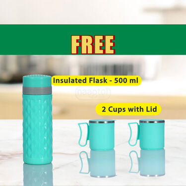 Set Of 3 Insulated Casseroles + Free Hot & Cold Insulated Flask + 2 Cups (3C3G)