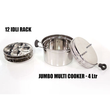 4 ltr Multi Cooker + 12 Cavity Idli Rack + Chirata + Puttu Maker (1MC2)