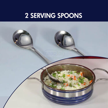 Set of 4 Colored Steel Handi With 2 Serving Spoon (4H2S)