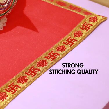 Plain Red Velvet Pooja Aasan Cloth - Pack of 4 (4PAC)