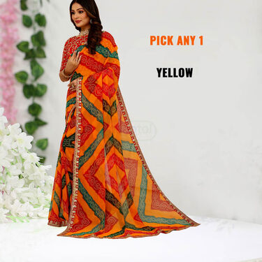 Designer Bandhini Saree With Fully Embroidered Designer Blouse (BDS1)