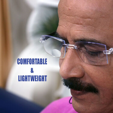 Rimless Bifocal Adaptive Power Reading Glasses + Free Bluetooth Neckband Earphones (BORG4BN)