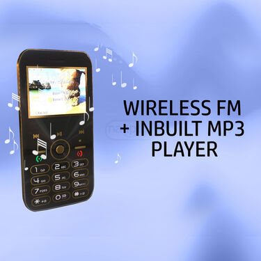 Big Screen Big Battery Dual Sim Music Mobile + FREE Wireless Bluetooth Earpod With Charging Case And Inbuilt Powerbank (A2m10)
