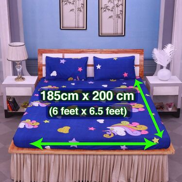 Unicorn Fitted Double Bed sheet with 2 Pillow Covers (DBS16)