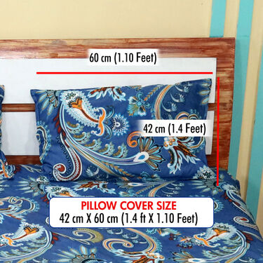 Blue Base Printed Double Bed Sheet Set (DBS9)