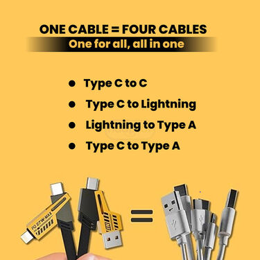 4-in-1 Fast Charging Cable Multi-Device Charger For iPhone & Android (FCC)