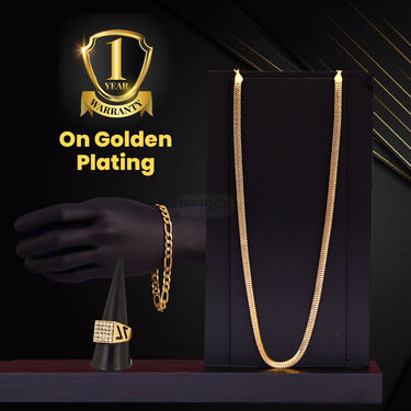 Golden Watch + Chain + Bracelet + Ring (MGWCBR12)