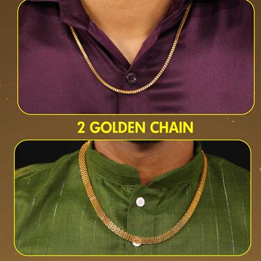 Golden Watch + 2 Chain + Bracelet + Ring (MGW2CBR10)