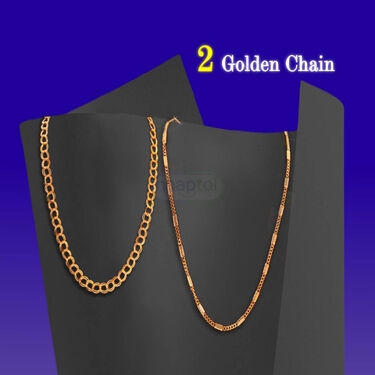 Mens Golden Watch + 2 Chain + Bracelet + Ring (MGW2CBR14)
