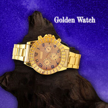 Mens Golden Watch + 2 Chain + Bracelet + Ring (MGW2CBR14)
