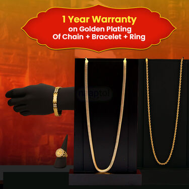 Golden Watch + 2 Golden Chain + Om Pendant + OM Ring + OM Bracelet (MGW2CBRP1)