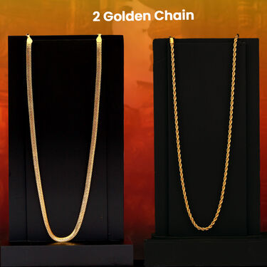 Golden Watch + 2 Golden Chain + Om Pendant + OM Ring + OM Bracelet (MGW2CBRP1)