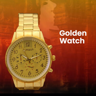 Golden Watch + 2 Golden Chain + Om Pendant + OM Ring + OM Bracelet (MGW2CBRP1)