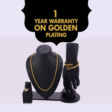 Golden Watch + Chain + Om Damru Kada + Ring (MGWCKR1)