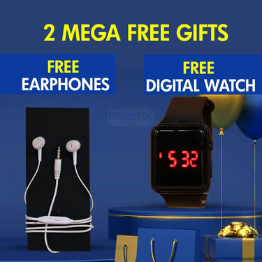 Emergency Keychain Power Bank + Wired Earphones + Digital Watch (PB16)