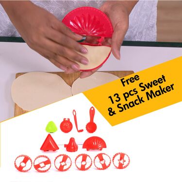 3 in1 Puri Kachori & Gujiya Maker + Free 13 Pcs Sweet & Snack Maker ( PKG14)