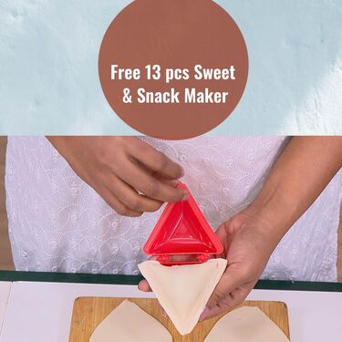 3 in1 Puri Kachori & Gujiya Maker + Free 13 Pcs Sweet & Snack Maker ( PKG14)