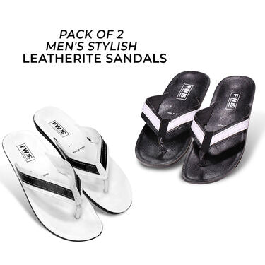 Pack of 2 Men's Stylish Leatherite Sandals + Free Sports Watch And Sunglasses (SW73)