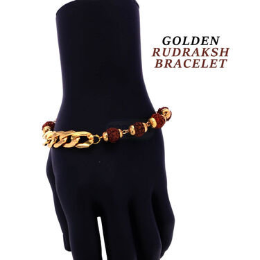 Golden Rudraksha Bracelet With Free Golden Navratna Ring (RB3)