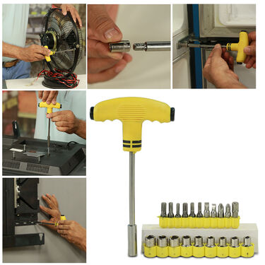 Rechargeable 6 in 1 Emergency Torch Light + 21 Pcs Screwdriver Tool Kit (L26)