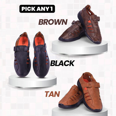 Pick Anyone Leatherite Sandal + Free 2 Pair Socks + Trimmer (SDC8)
