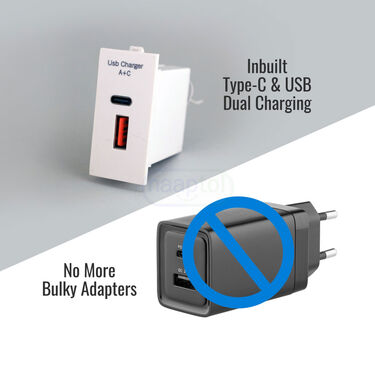 Inbuilt Wall Socket Dual Port Mobile Fast Charger (SMC)