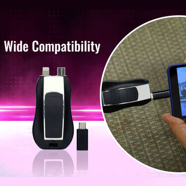 Emergency Keychain Power Bank with Free Bluetooth Earphone & Digital Watch