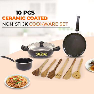 10 Pcs Ceramic Coating Nonstick Cookware Set (10CCNC2)