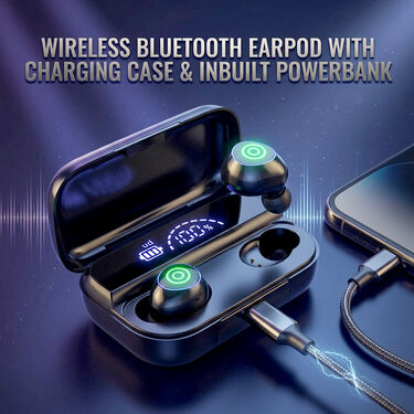 Wireless Bluetooth Earpod with Charging Case & Inbuilt Powerbank (M10)