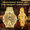 Men's Golden Watch with Free Designer Ladies Watch (MLGW2)