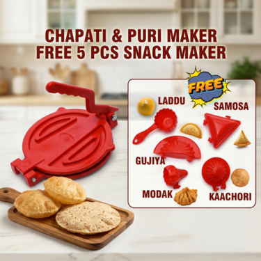 Chapati & Puri Maker + Free 5 Pcs Snack Maker (CP17)