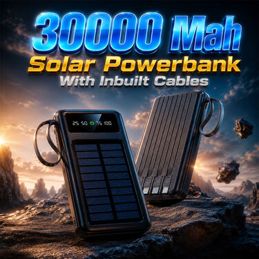 30000 Mah Solar Powerbank With Inbuilt Cables (PB17A)