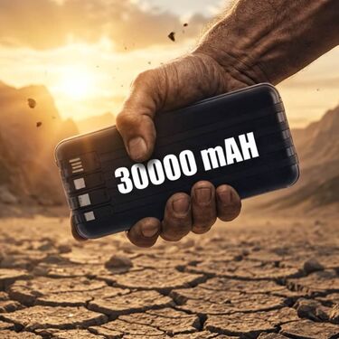 30000 Mah Solar Powerbank With Inbuilt Cables (PB17A)