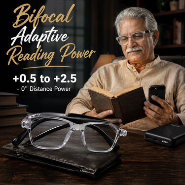 Folding Full Frame Bifocal Adaptive Power Reading Glasses Buy 1 Get 2 Free (3FBORG5)