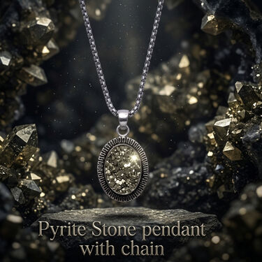 Pyrite Stone Pendant With Chain (SJPN15)