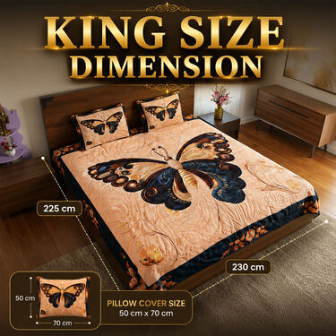 3D Butterfly King Size Bedsheet With 2 Pillow Cover (DBS41)