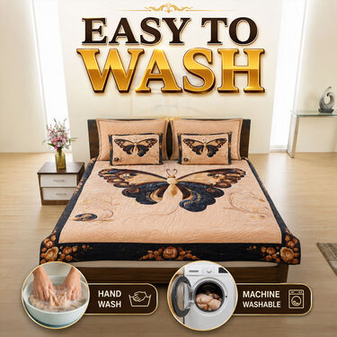 3D Butterfly King Size Bedsheet With 2 Pillow Cover (DBS41)
