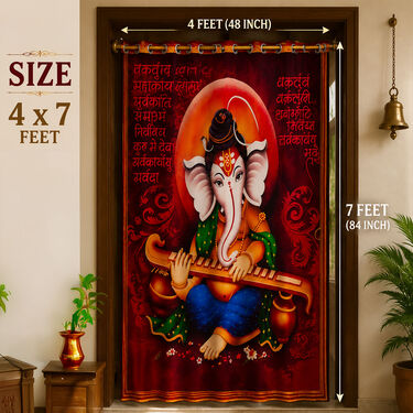 Shree Ganesh 3D Printed Curtain (CU21)