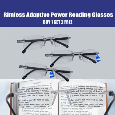 Rimless Adaptive Power Reading Glasses B1 G2 (2RG3)