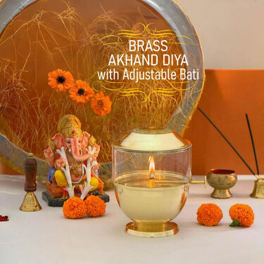 Brass Akhand Diya With Adjustable Bati (1BAD3)