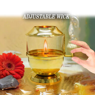 Brass Akhand Diya With Adjustable Bati (1BAD3)